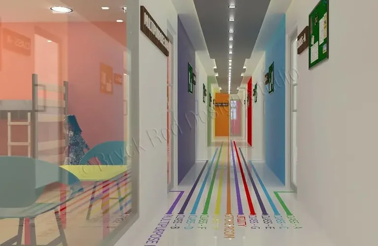 Corridor running colour along its full length.