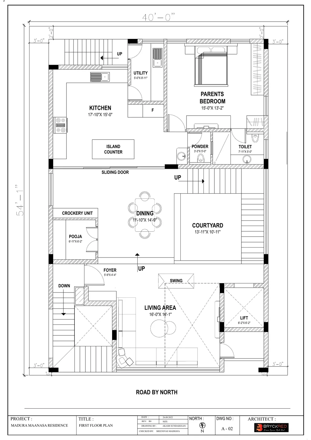 Madhura Maanasa first-floor architectural plan, sheet A-02